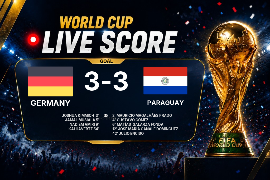 GOAL | Germany 3-3 Paraguay - Nadiem Amiri (9')