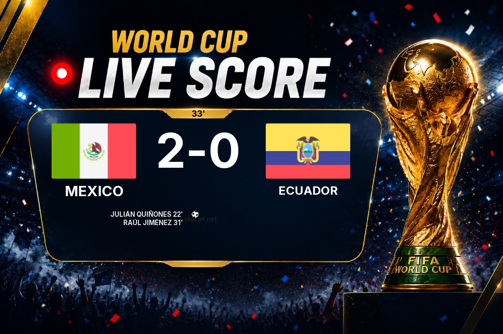 LIVE SCORE - World Cup: Mexico 2 - 0 Ecuador (Match in progress)