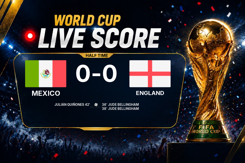 World Cup: Mexico 1-2 England at half-time