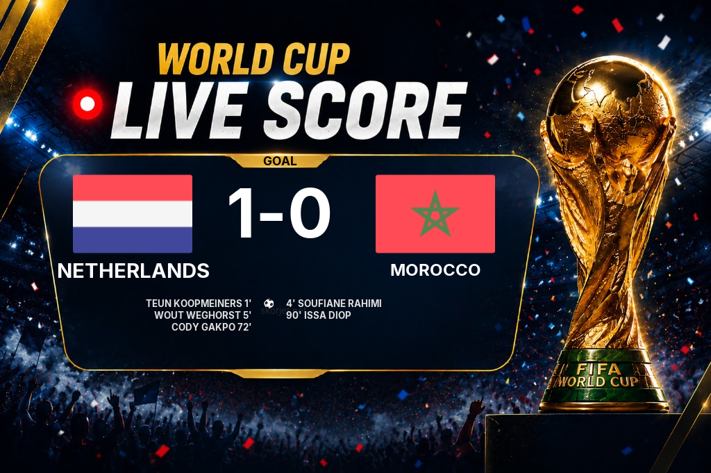 GOAL | Netherlands 1-0 Morocco - Teun Koopmeiners (1')