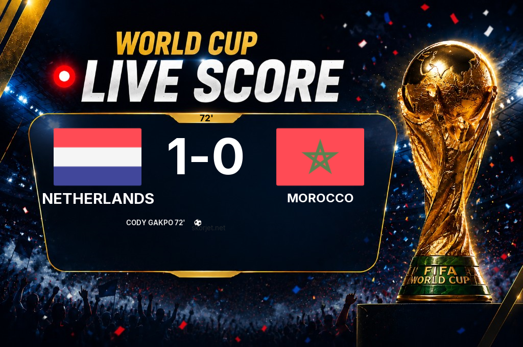 LIVE SCORE - World Cup: Netherlands 1 - 0 Morocco (Match in progress)