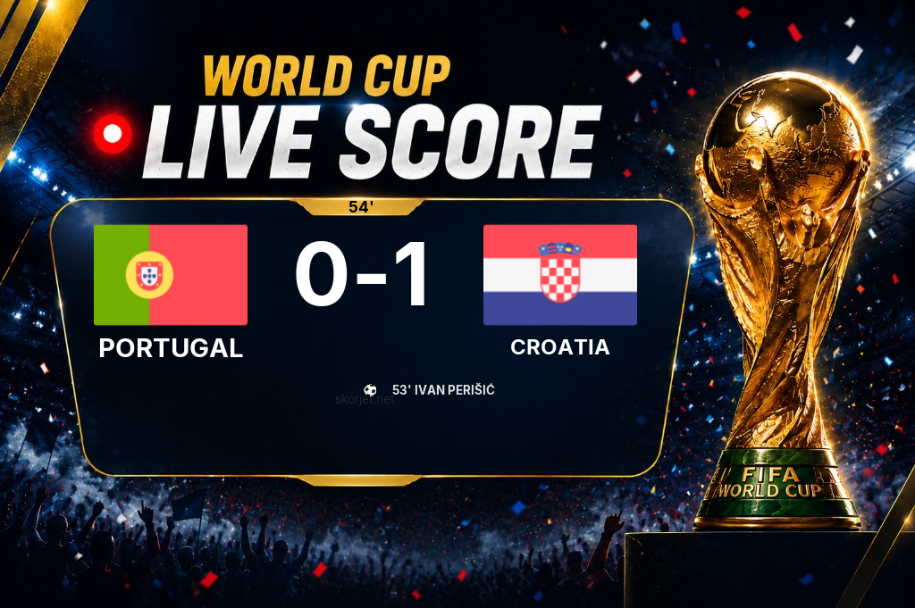LIVE SCORE - World Cup: Portugal 0 - 1 Croatia (Match in progress)