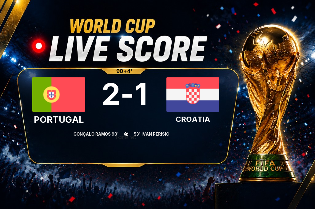 LIVE SCORE - World Cup: Portugal 2 - 1 Croatia (Match in progress)