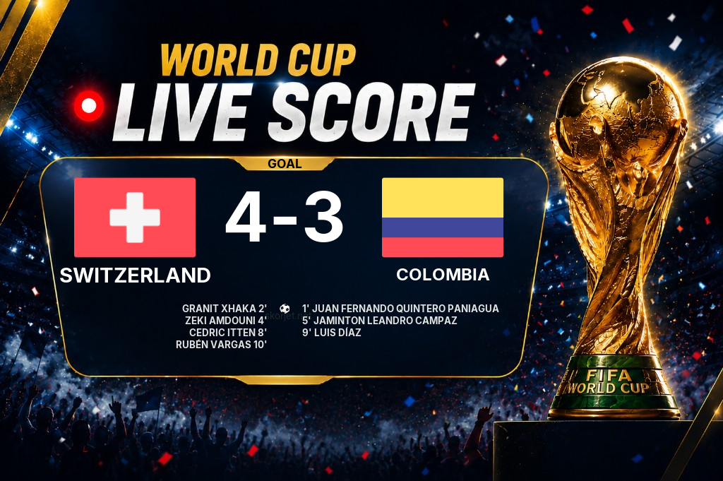 GOAL | Switzerland 4-3 Colombia - Rubén Vargas (10')