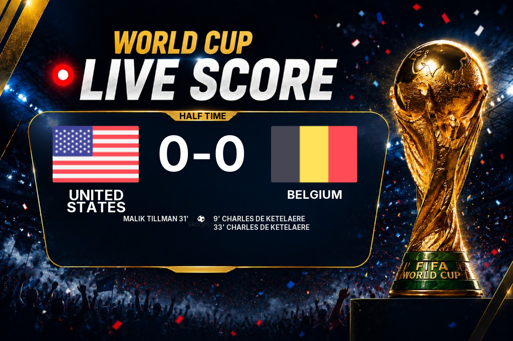 United States - Belgium half-time score: 1-2
